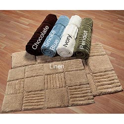 Checks Collection Cotton 2-piece Bath Rug Set
