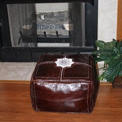 Leather Chocolate Baja Ottoman (Morocco)