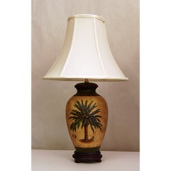 Palm Porcelain Vase Beige Table Lamp 