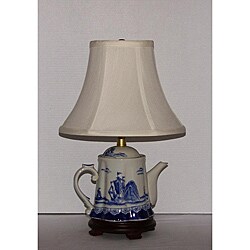 Teapot Ship Porcelain Blue and White Table Lamp 
