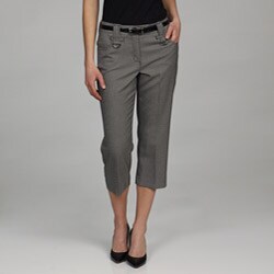 Larry Levine Women's Cropped Houndstooth Pants