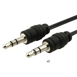Black Retractable 3.5mm Audio Extension Cable (Pack of 2)