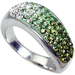 Sterling Silver Green and White Crystal Ring