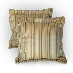Springfield Stripe Gold/ Eggplant Euro Pillows (Set of 2)