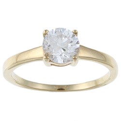 Caribe Gold  14k over Sterling Silver Cubic Zirconia Engagement-style Ring