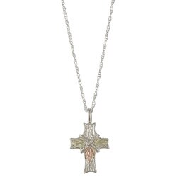 Sterling Silver and Black Hills Gold Cross Necklace