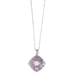 14k White Gold Pink Amethyst Necklace