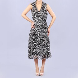 Madison Paige Women's Sleeveless Polka Dot Wrap Dress