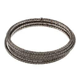 Celeste Brass Gunmetal Crystal Coil Cuff Bracelet