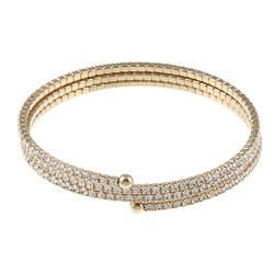 Celeste Goldtone Brass Crystal Small Coil Cuff Bracelet