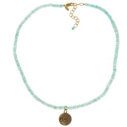 14k Gold over Sterling Silver 'Peace' Apatite Necklace 