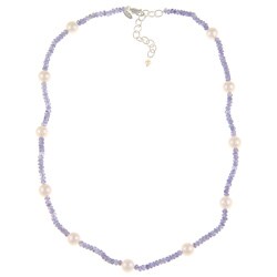 Zoe B Sterling Silver Tanzanite and Pearl Necklace (4-8 mm)