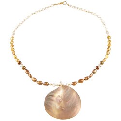 Goldplated Brownlip Shell and Pearl Necklace