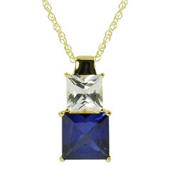14-karat Gold over Silver Blue and White Sapphire Necklace