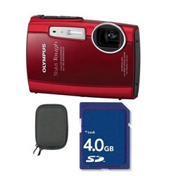 Olympus Stylus Tough 3000 12MP Red Digital Camera with 4GB Kit (Refurbished)