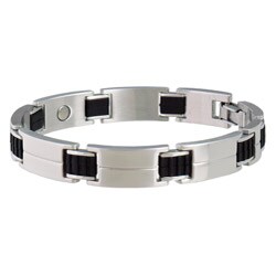 Sabona Sport Stainless Steel and Rubber Magnetic Bracelet