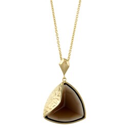 Kate Bissett Goldtone Trillion-cut Brown Glass Necklace