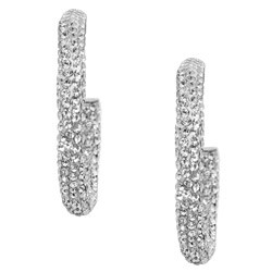 Sterling Silver White Crystal 32-mm Hoop Earrings