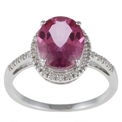 Viducci 10k White Gold Pink Topaz and 1/10 TDW Diamond Ring (G-H, I1-I2)