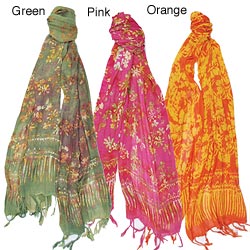 Cotton Floral Knit Scarf (Indonesia)