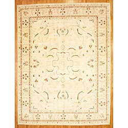 Afghani Hand-knotted Ivory Vegetable Dye Oushak Wool Rug (11'6 x 16')
