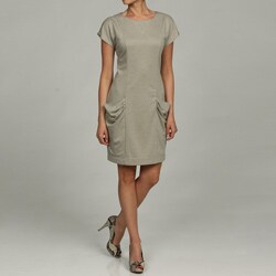 Jessica Simpson Women's Taupe Drape Pocket Shift Dress