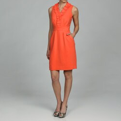 Taylor Women's Sleeveless Ruffle Neck Detail Empire Waist Dress