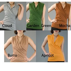 AtoZ Women's Cotton Sleeveless Wrap Top