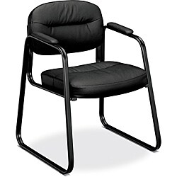 Basyx VL653 Black Leather Guest Side Chair 