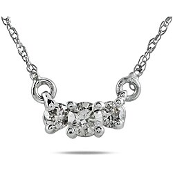 14k White Gold 1/2ct TDW White Diamond Three-stone Necklace (I-J, I1-I2)