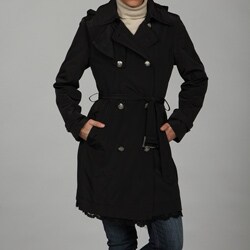 Betsey Johnson Women's Black Belted Lace Raincoat