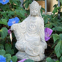 Volcanic Ash Stone Washed Quan Yin Statue (Indonesia)