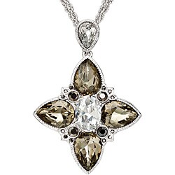 Silvertone Glass and Crystal Necklace