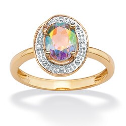 10k Yellow Gold Mystic Topaz and Diamond Accent Ring