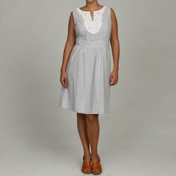 Jessica Howard Women's Plus Size Lace Seersucker Dress