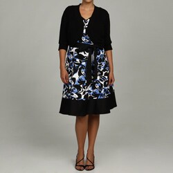 Jessica Howard Women's Plus Size Cotton Party Dress with Sweater