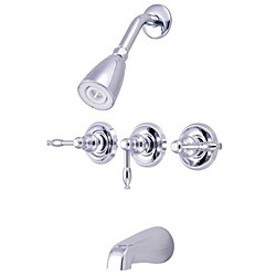 Triple Handle Chrome Tub and Shower Faucet