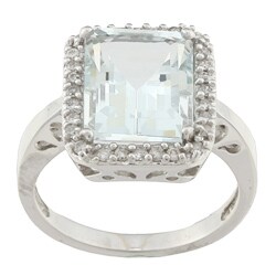 10k White Gold Aquamarine and 1/5ct TDW Diamond Ring (J-K, I1-I2)