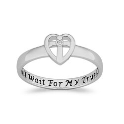 Limoges Sterling Silver Diamond Accent Purity Sentiment Ring