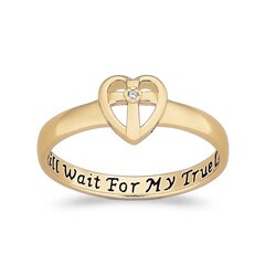 18k Gold over Sterling Silver Diamond Accent Purity Cross Ring