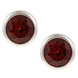 Sterling Silver Round-cut Garnet 7-mm Stud Earrings