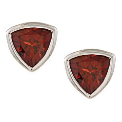Sterling Silver Trillion-cut Garnet 7-mm Stud Earrings