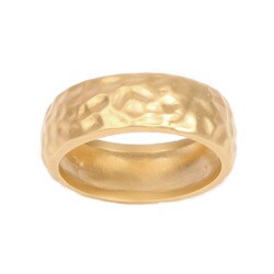 14k Gold Overlay Hammered Rounded Edge Wedding-style Band