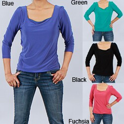 Clara S Women's 3/4-sleeve Square Neck Top