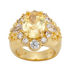 Goldtone White and Yellow Cubic Zirconia Ring