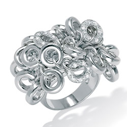 Ultimate CZ Silver Cubic Zirconia Dangling Disks Ring