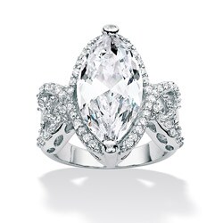 Ultimate CZ Platinum over Sterling Silver Cubic Zirconia Ring Set