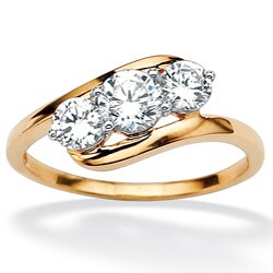 Ultimate CZ 10k Yellow Gold Cubic Zirconia 3-stone Anniversary Ring