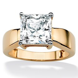 Ultimate CZ 10k Yellow Gold Princess-cut Cubic Zirconia Solitaire Ring