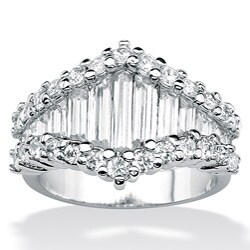 Ultimate CZ Platinum over Silver Cubic Zirconia Ring